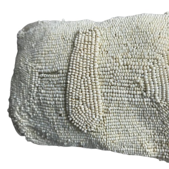 Vintage White Beaded Collectible Dance Coin Purse - Picture 10 of 13